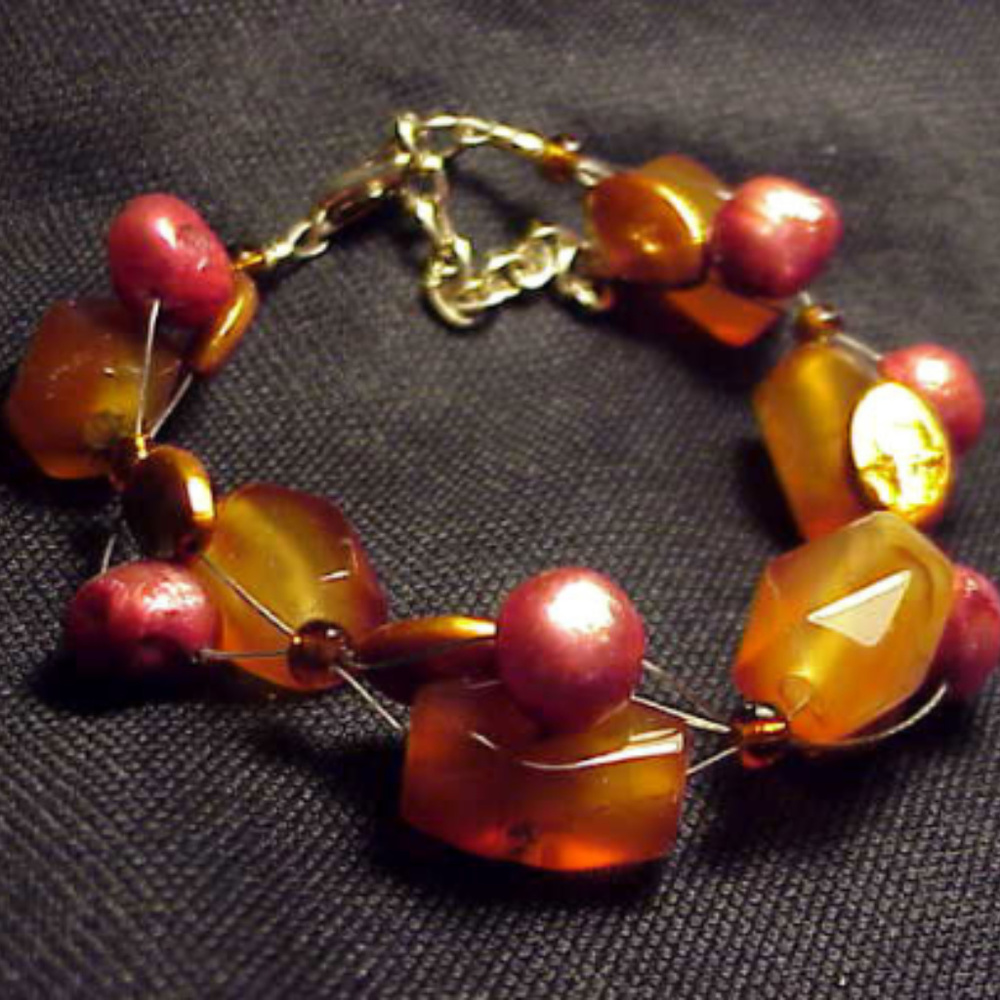 Handmade in USA  Bracelet  chunky  Agate clusters